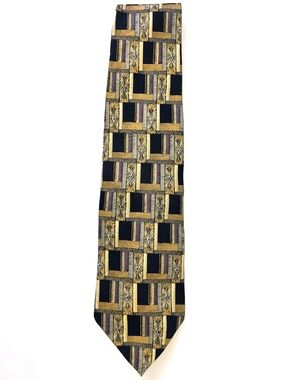 Vintage Christian Dior Silk Tie | Gold Geometric Made in Canada